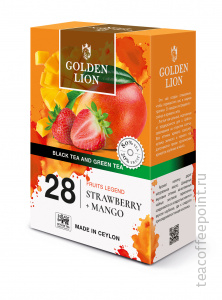 Чай черный и зеленый GOLDEN LION "Фруктовая Легенда" Клубника + Манго 90 г — Фото