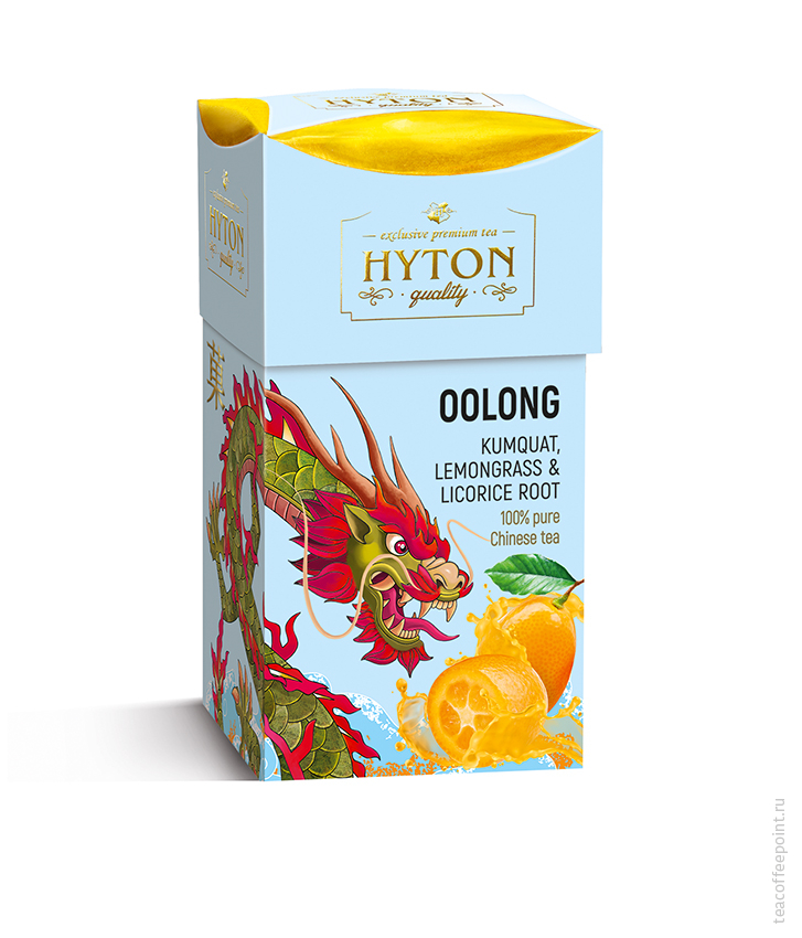 Чай бирюзовый HYTON Китайский УЛУН, КУМКВАТ, ЛЕМОНГРАСС И КОРЕНЬ ЛАКРИЧНИКА 90г — Фото 1